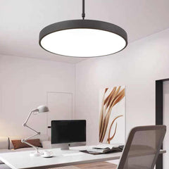 LED rotondo minimalista leggero a sospensione per ufficio, bianco / nero