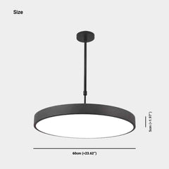 LED rotondo minimalista leggero a sospensione per ufficio, bianco / nero
