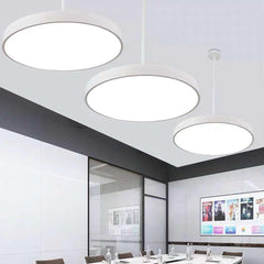 LED rotondo minimalista leggero a sospensione per ufficio, bianco / nero