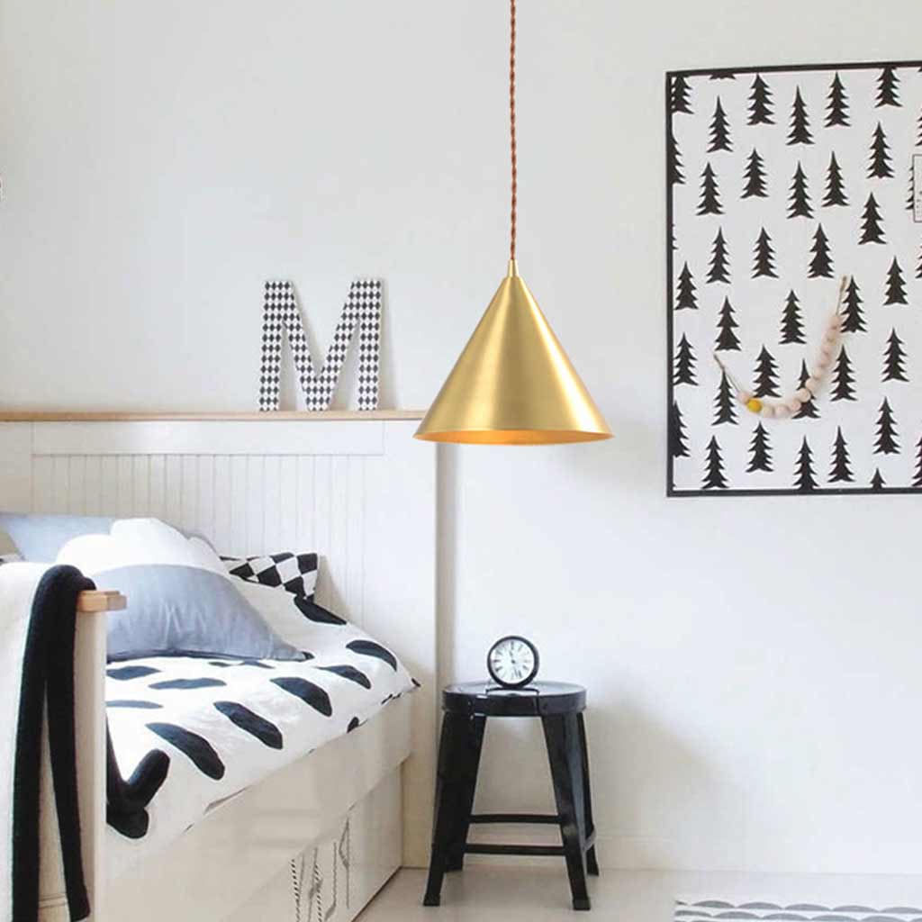 Pendant Light Minimalist Small Brass Cone Gold Bedroom