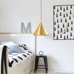 Pendant Light Minimalist Small Brass Cone Gold Bedroom