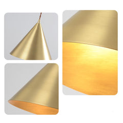 Pendant Light Minimalist Small Brass Cone Gold Detail