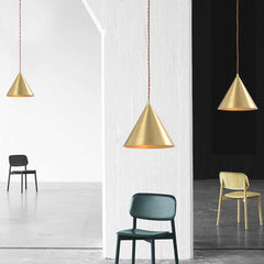 Pendant Light Minimalist Small Brass Cone Gold Room