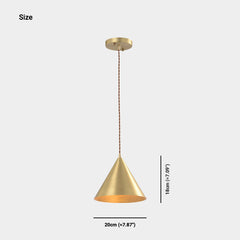Pendant Light Minimalist Small Brass Cone Gold Size