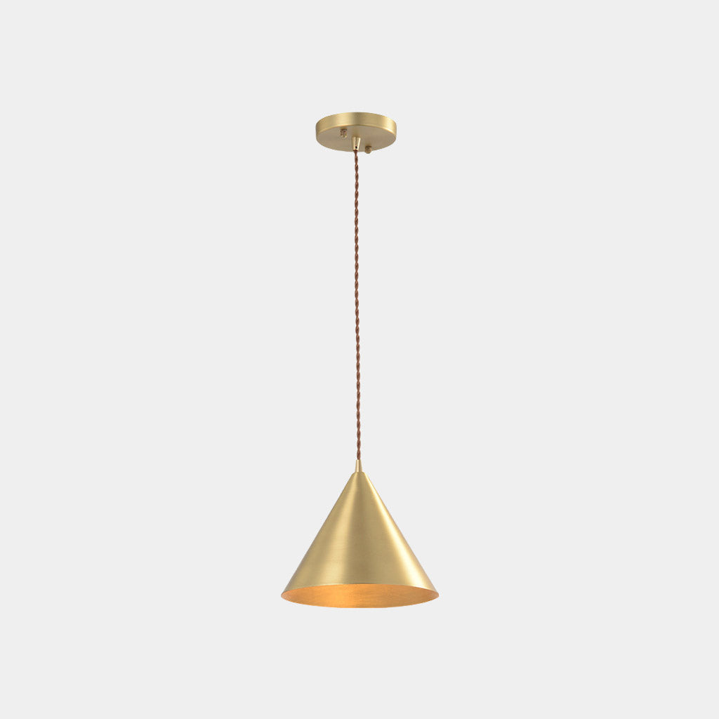 Pendant Light Minimalist Small Brass Cone Gold 