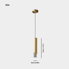 Pendant Light Minimalist Small Brass Cylinder, Black / Gold