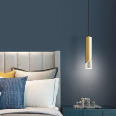 Pendant Light Minimalist Small Brass Cylinder, Black / Gold