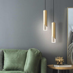 Pendant Light Minimalist Small Brass Cylinder, Black / Gold