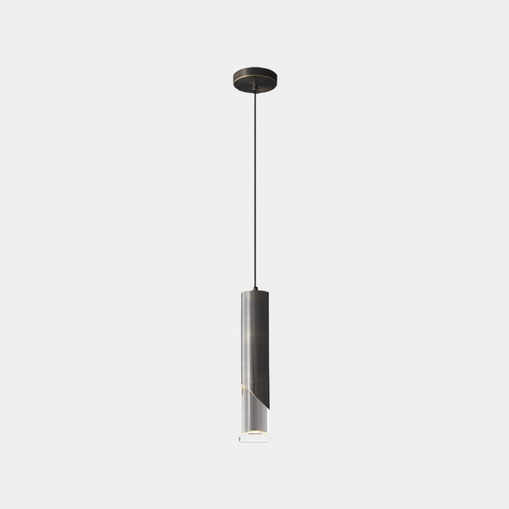 Pendant Light Minimalist Small Brass Cylinder, Black / Gold