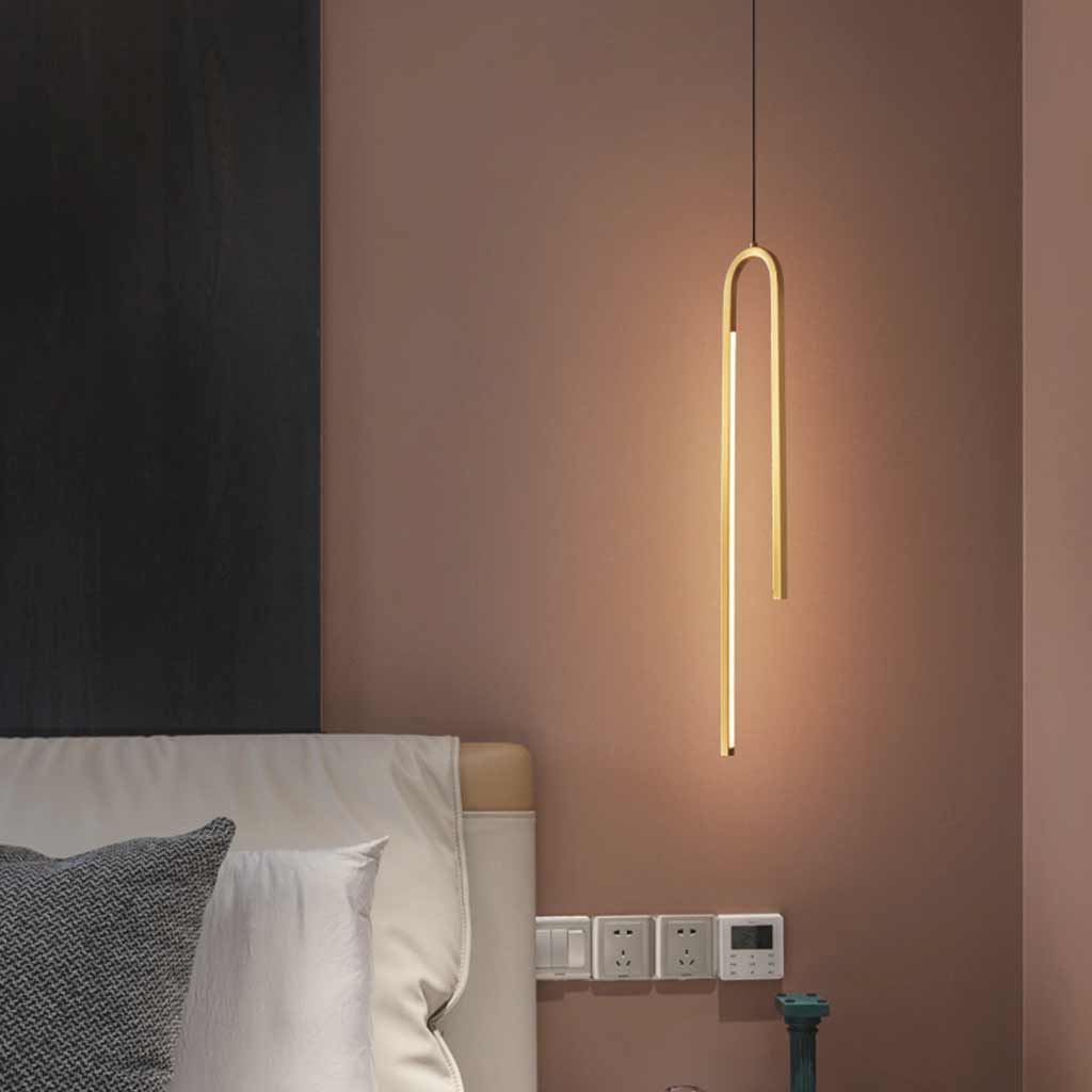 Pendant Light Minimalist Unique Brass U Shaped LED Bedroom