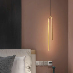Pendant Light Minimalist Unique Brass U Shaped LED Bedroom