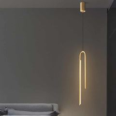 Pendant Light Minimalist Unique Brass U Shaped LED Gold Living Room