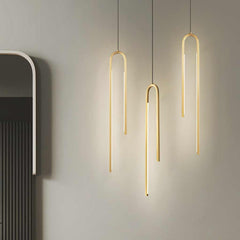 Pendant Light Minimalist Unique Brass U Shaped LED Gold Room