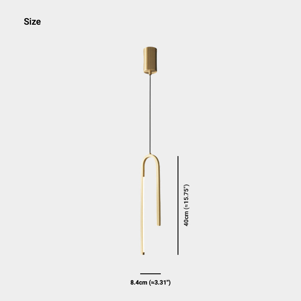 Pendant Light Minimalist Unique Bras U Shaped LED Gold Size
