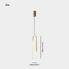 Pendant Light Minimalist Unique Bras U Shaped LED Gold Size