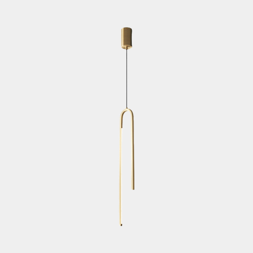 Pendant Light Minimalist Unique Brass U Shaped LED Gold