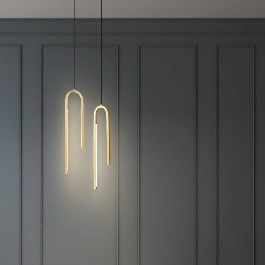 Pendant Light Minimalist Unique Brass U Shaped LED Room