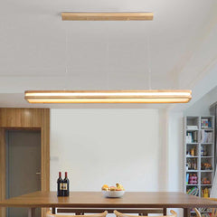 Pendant Light Minimalist Wood Rectangle Dimmable LED Dining Table