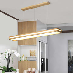 Pendant Light Minimalist Wood Rectangle Dimmable LED Hallway