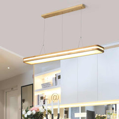 Pendant Light Minimalist Wood Rectangle Dimmable LED Kitchen Island