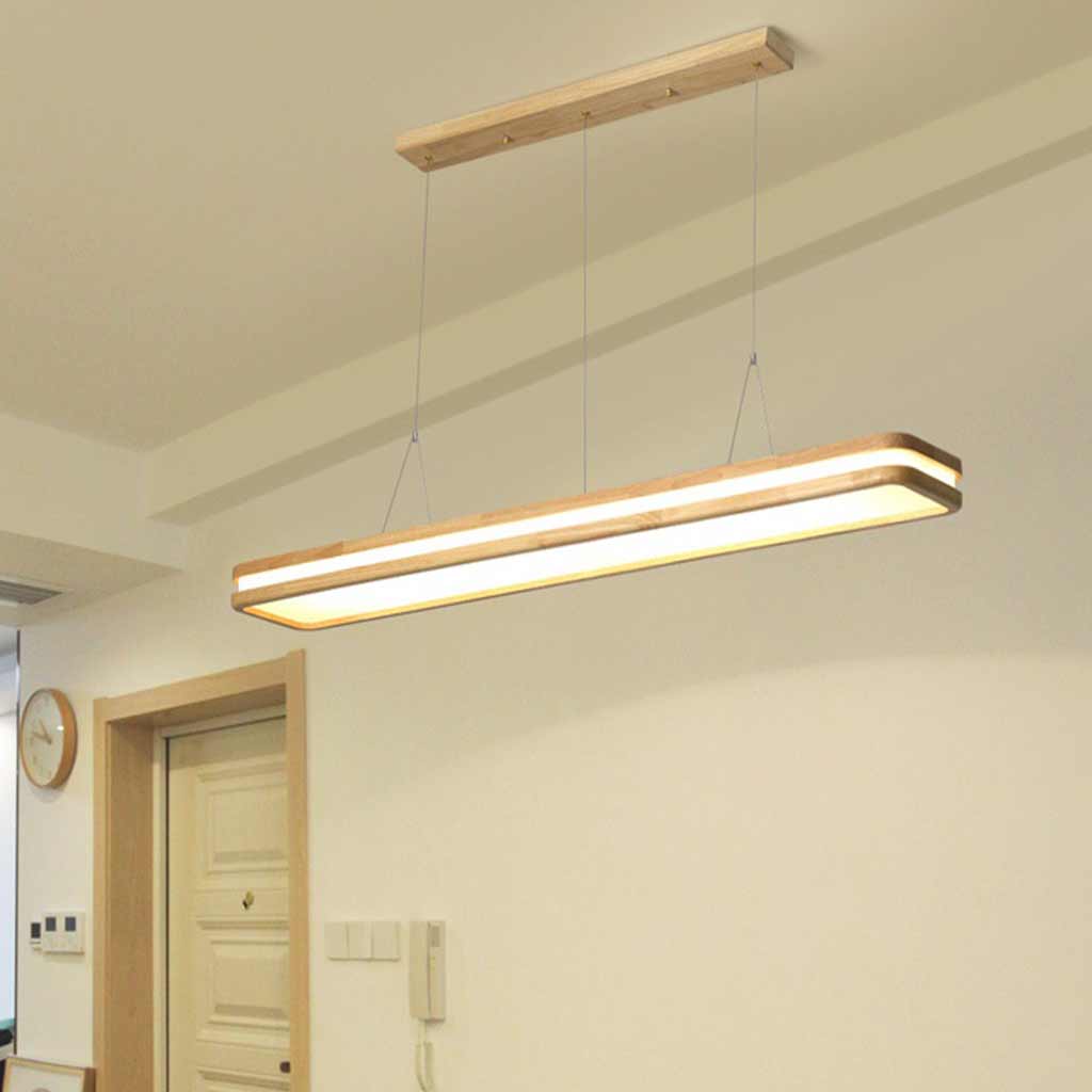 Pendant Light Minimalist Wood Rectangle Dimmable LED Room