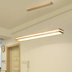 Pendant Light Minimalist Wood Rectangle Dimmable LED Room