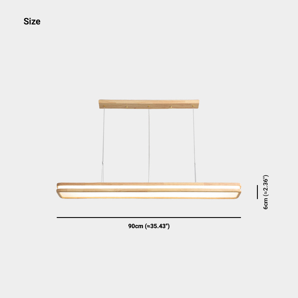 Pendant Light Minimalist Wood Rectangle Dimmable LED Size