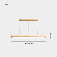 Pendant Light Minimalist Wood Rectangle Dimmable LED Size