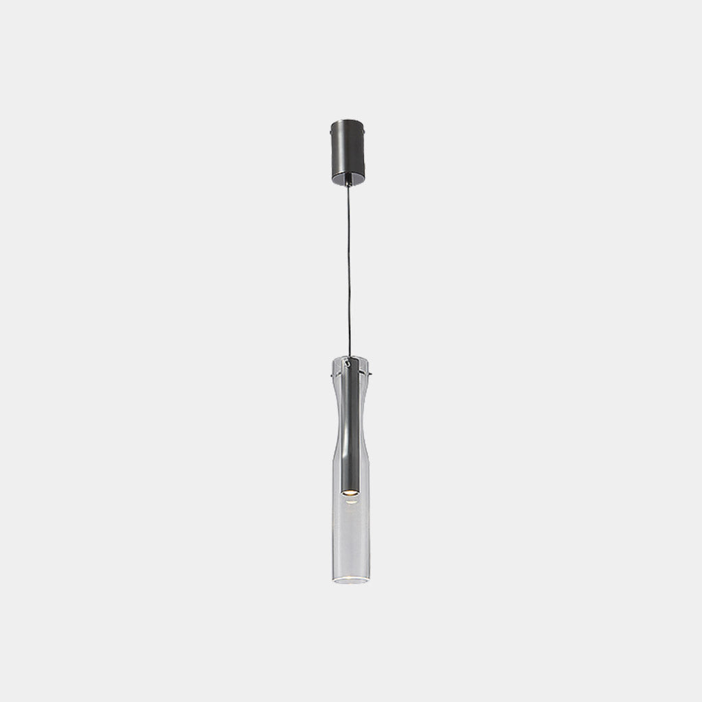 Pendant Light Modern Brass Glass Linear Cylinder LED Black