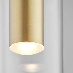 Pendant Light Modern Brass Glass Linear Cylinder LED Gold Detail