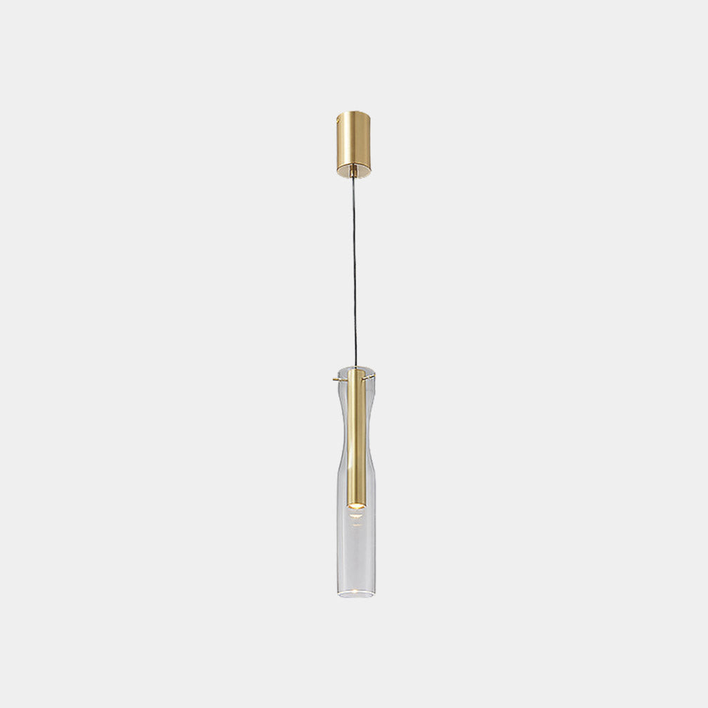 Pendant Light Modern Brass Glass Linear Cylinder LED Gold