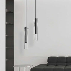 Pendant Light Modern Brass Glass Linear Cylinder LED Living Room