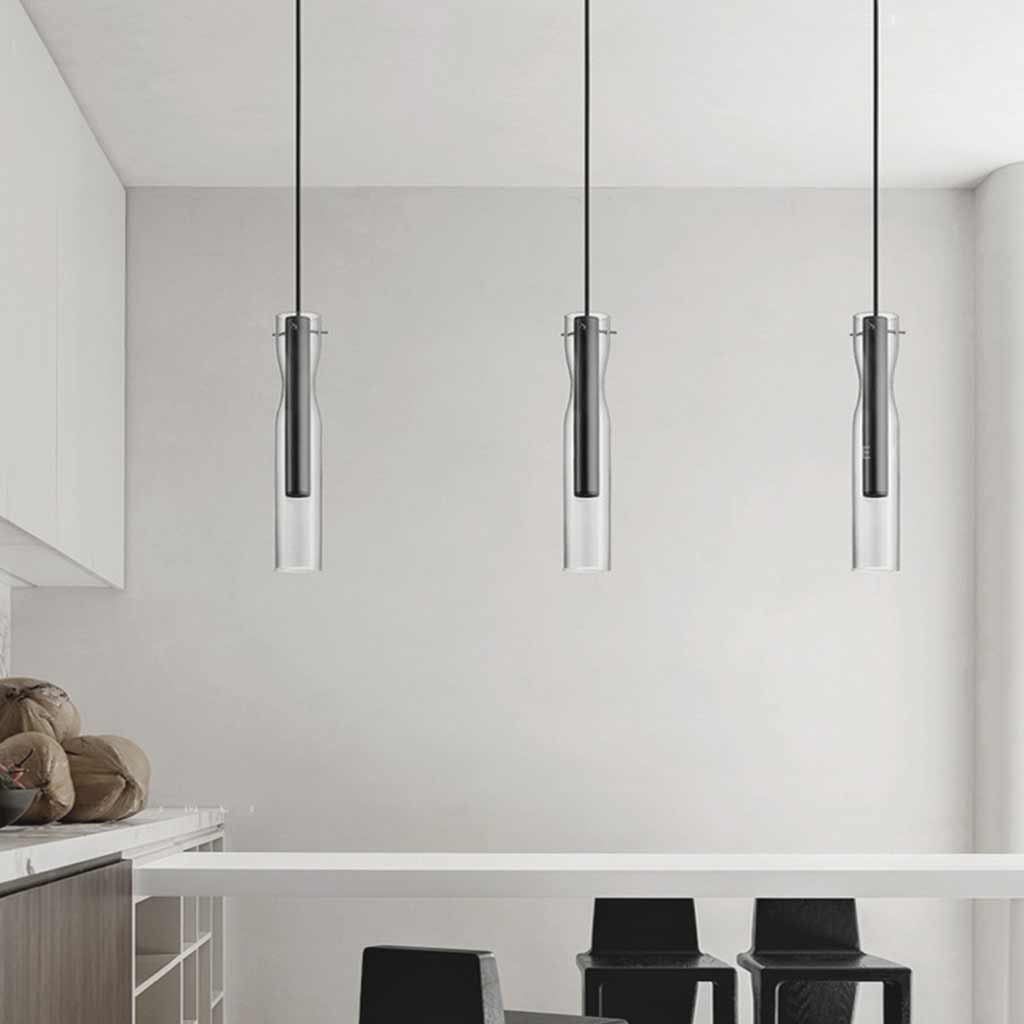 Pendant Light Modern Brass Glass Linear Cylinder LED Room