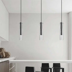Pendant Light Modern Brass Glass Linear Cylinder LED Room
