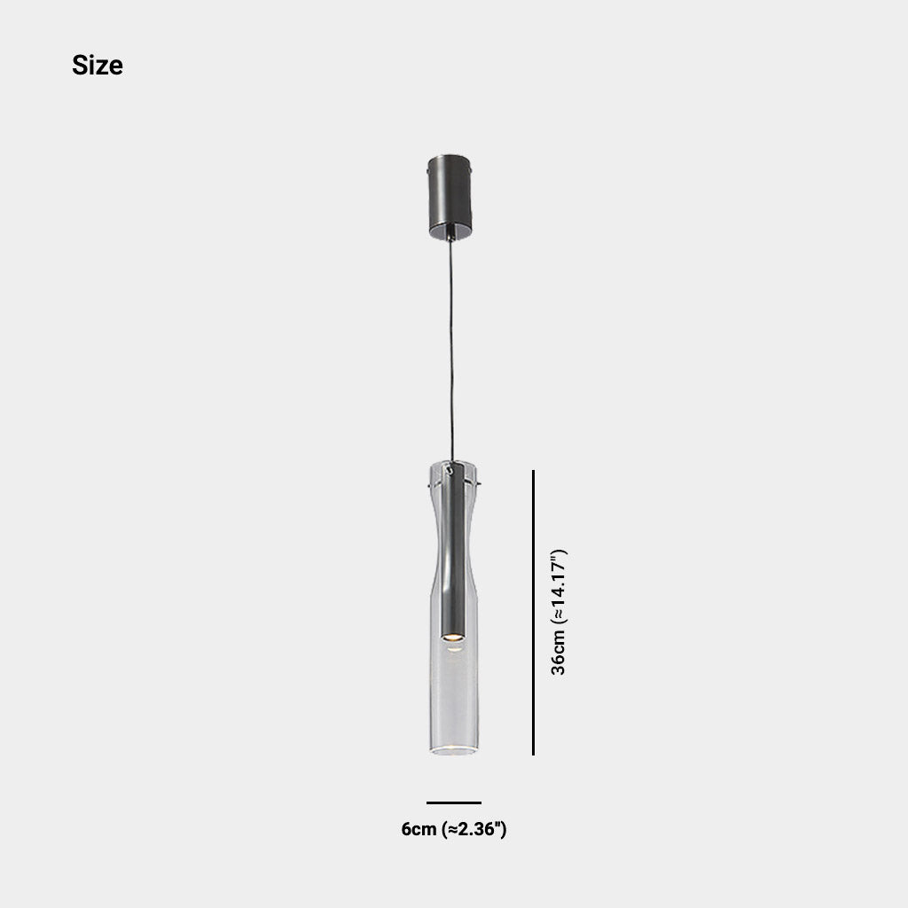 Pendant Light Modern Brass Glass Linear Cylinder LED Size