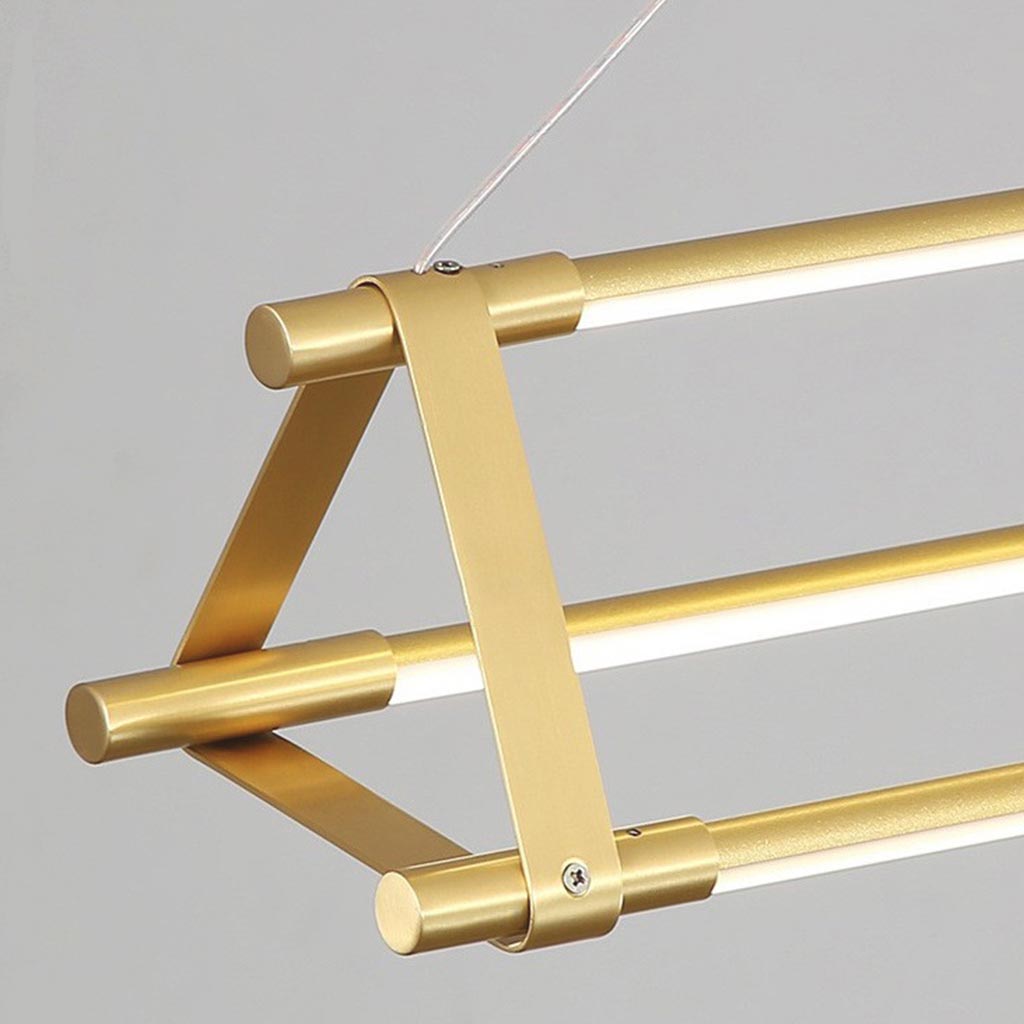 Pendant Light Modern Brass Long Bar Linear LED Gold Detail