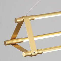 Pendant Light Modern Brass Long Bar Linear LED Gold Detail