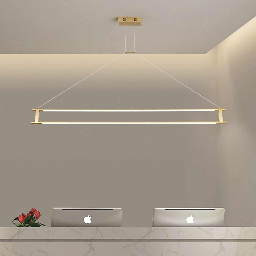 Lampada a sospensione moderna in ottone lunga barra lineare LED oro da ingresso