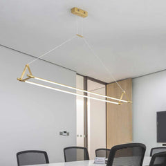Pendant Light Modern Brass Long Bar Linear LED Gold Office