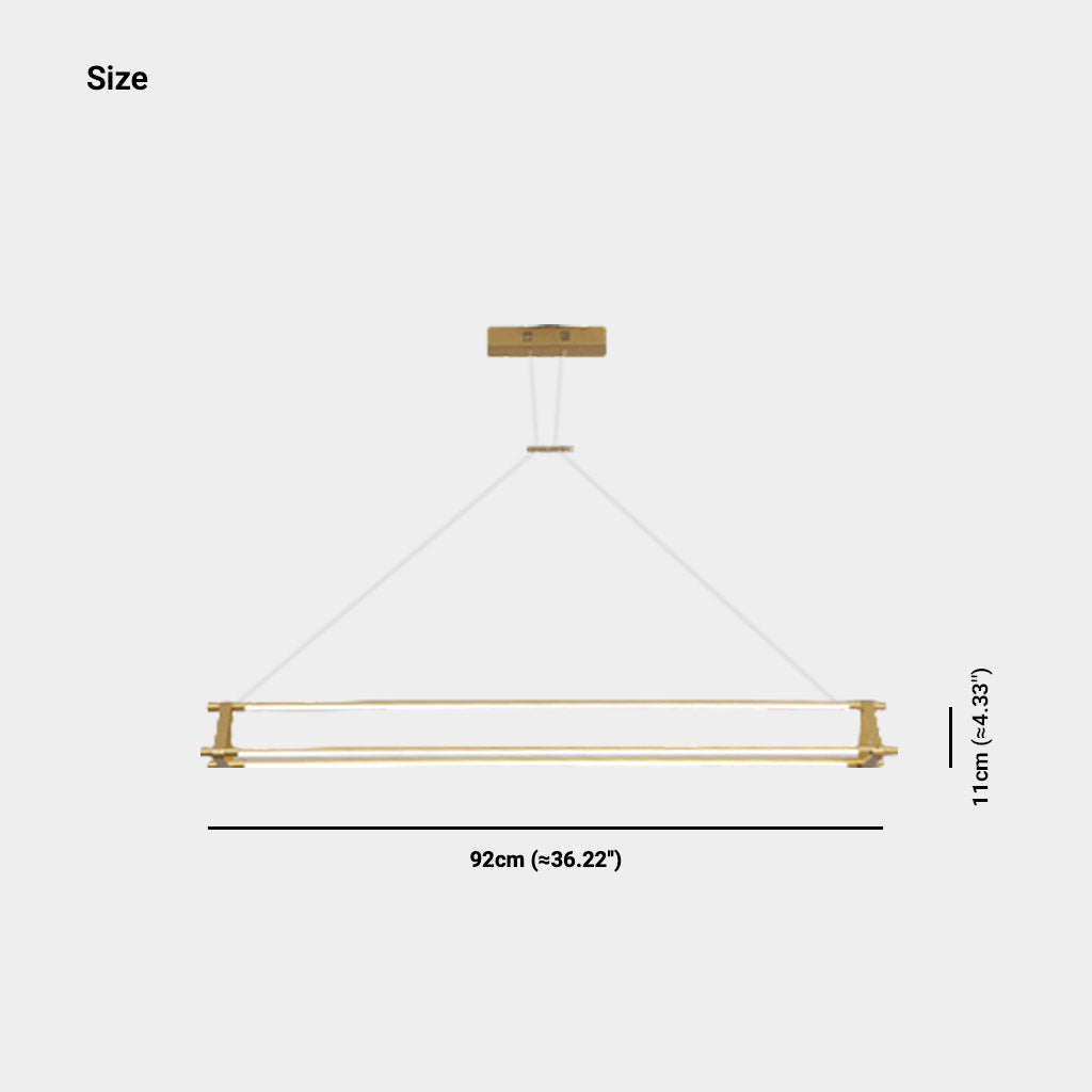 Pendant Light Modern Brass Long Bar Linear LED Gold Size