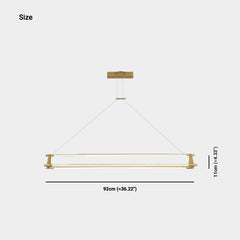 Pendant Light Modern Brass Long Bar Linear LED Gold Size