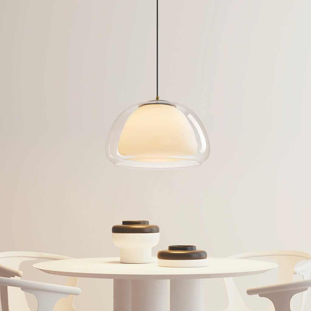 Pendant Light Nordic Dome Clear Glass Jelly White Dining Table