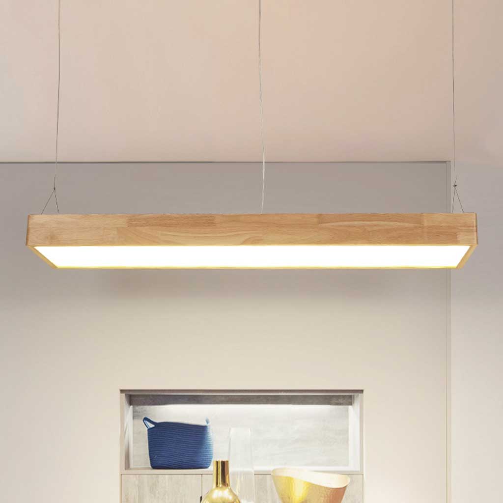 Nordic Rectangle Wood LED Dimmable Pendant Light | VAXLAMP