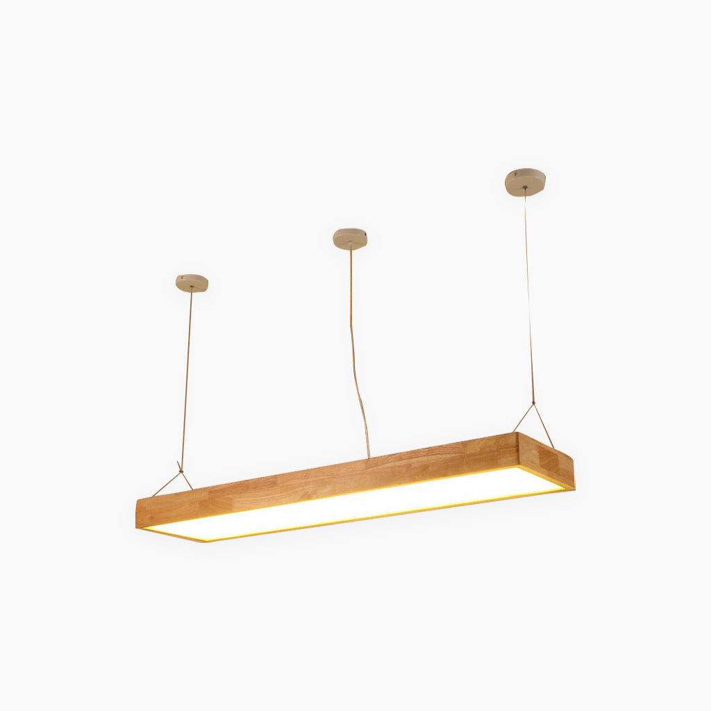 Pendant Light Rectangle Wood LED Round Canopy