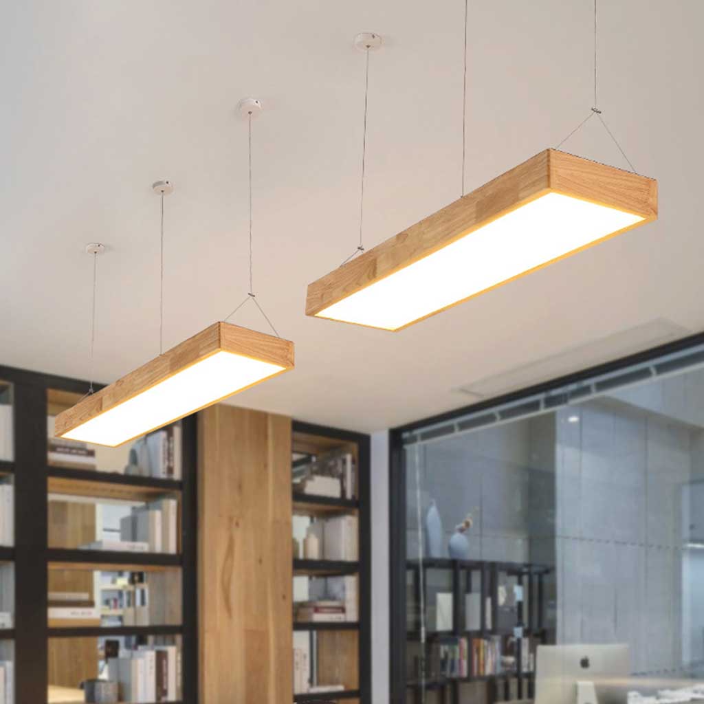 Nordic Rectangle Wood LED Dimmable Pendant Light | VAXLAMP