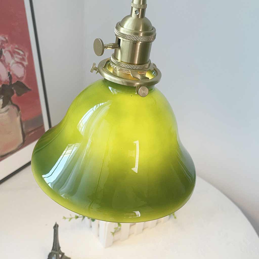 Pendant Light Retro Small Brass Glass Green Detail