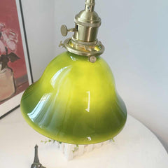 Pendant Light Retro Small Brass Glass Green Detail