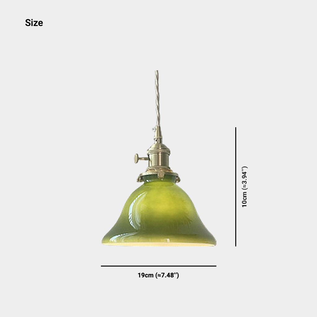 Pendant Light Retro Small Brass Glass Green Size