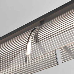 Pendant Light Ribbed Glass Linear Dimmable LED Black Detail
