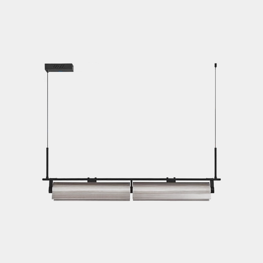 Pendant Light Ribbed Glass Linear Dimmable LED Black